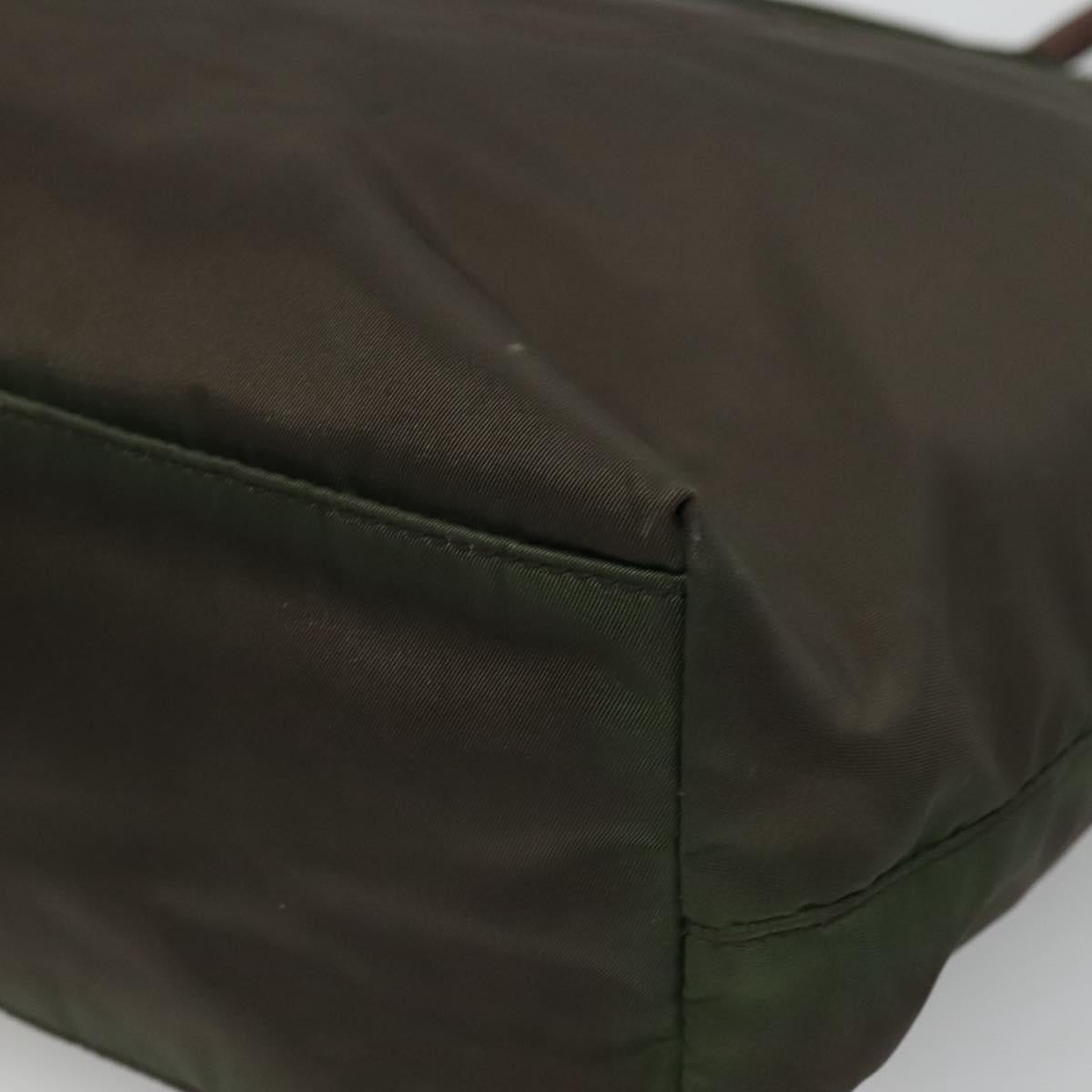 PRADA Tote Bag Nylon Khaki Gold Auth hk2406