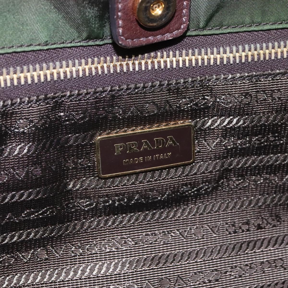 PRADA Tote Bag Nylon Khaki Gold Auth hk2406