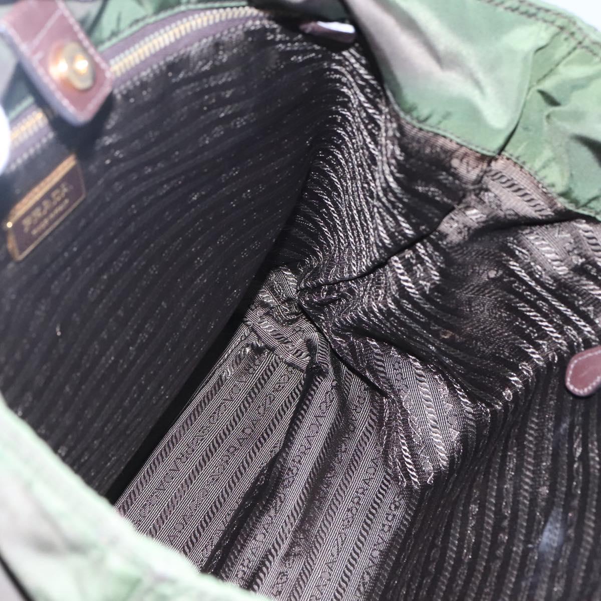 PRADA Tote Bag Nylon Khaki Gold Auth hk2406