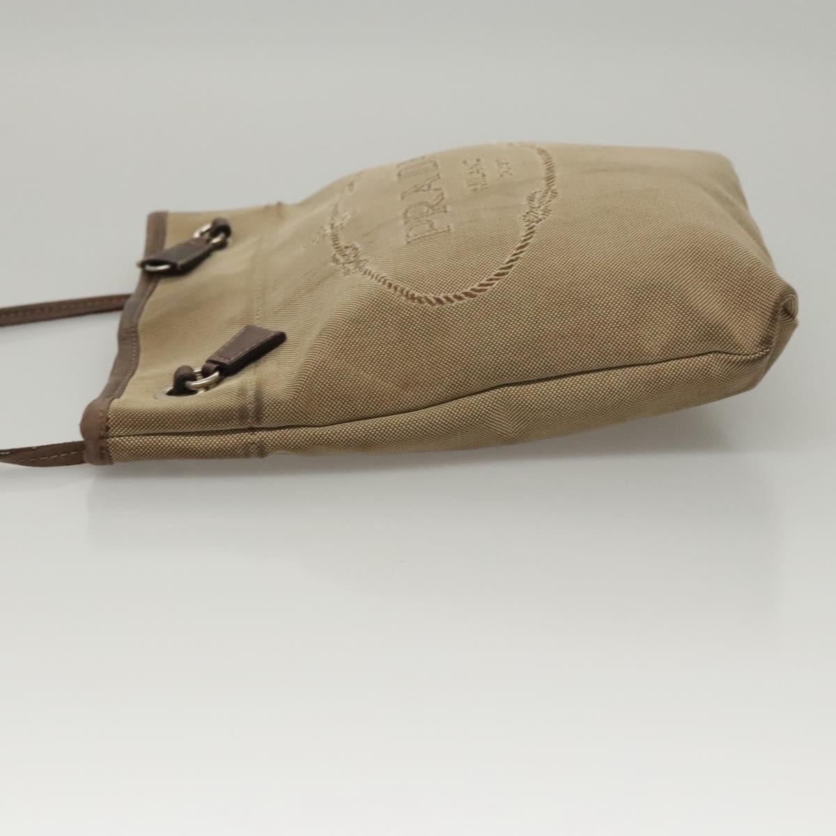 PRADA Shoulder Bag Canvas Beige Auth hk2410