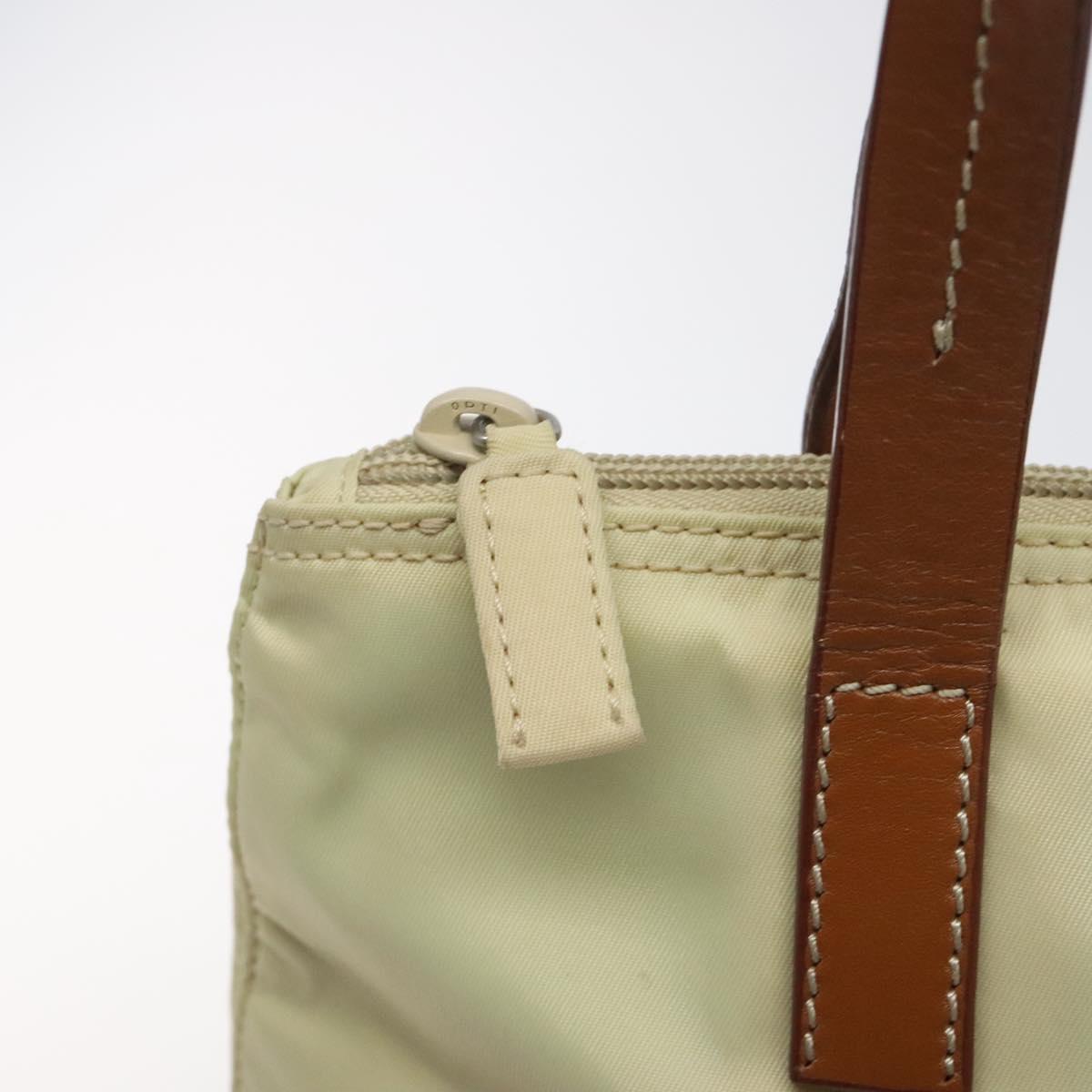 PRADA Hand Bag Nylon White Silver Auth hk2411