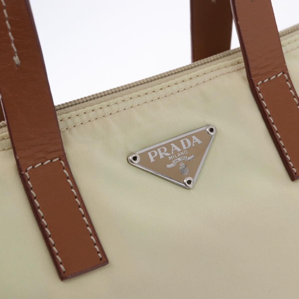 PRADA Hand Bag Nylon White Silver Auth hk2411