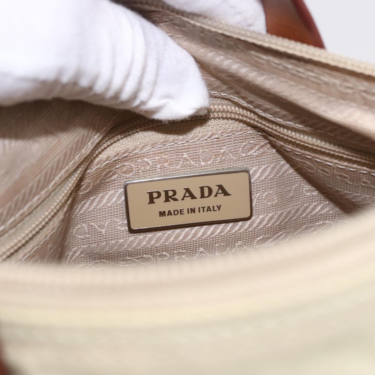 PRADA Hand Bag Nylon White Silver Auth hk2411
