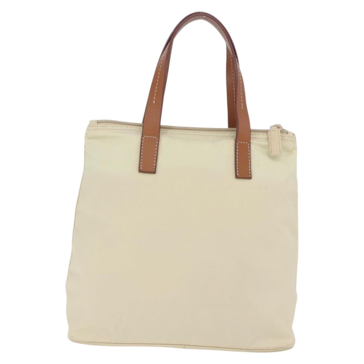 PRADA Hand Bag Nylon White Silver Auth hk2411