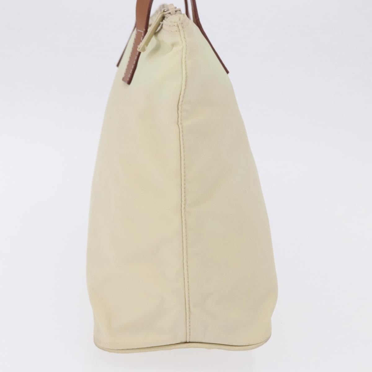 PRADA Hand Bag Nylon White Silver Auth hk2411