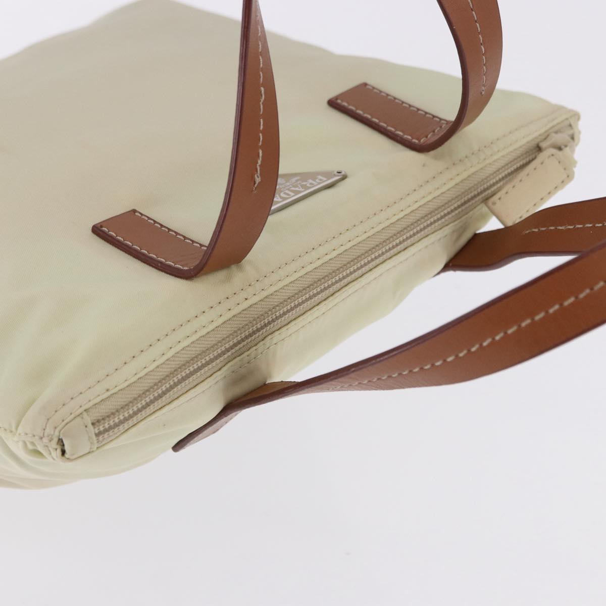 PRADA Hand Bag Nylon White Silver Auth hk2411