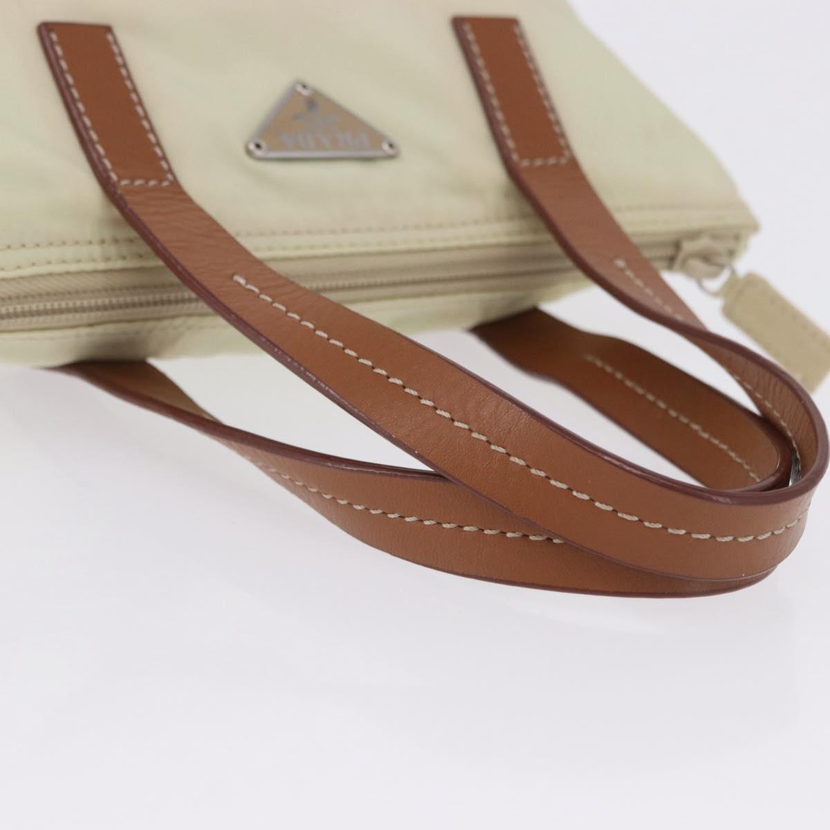 PRADA Hand Bag Nylon White Silver Auth hk2411