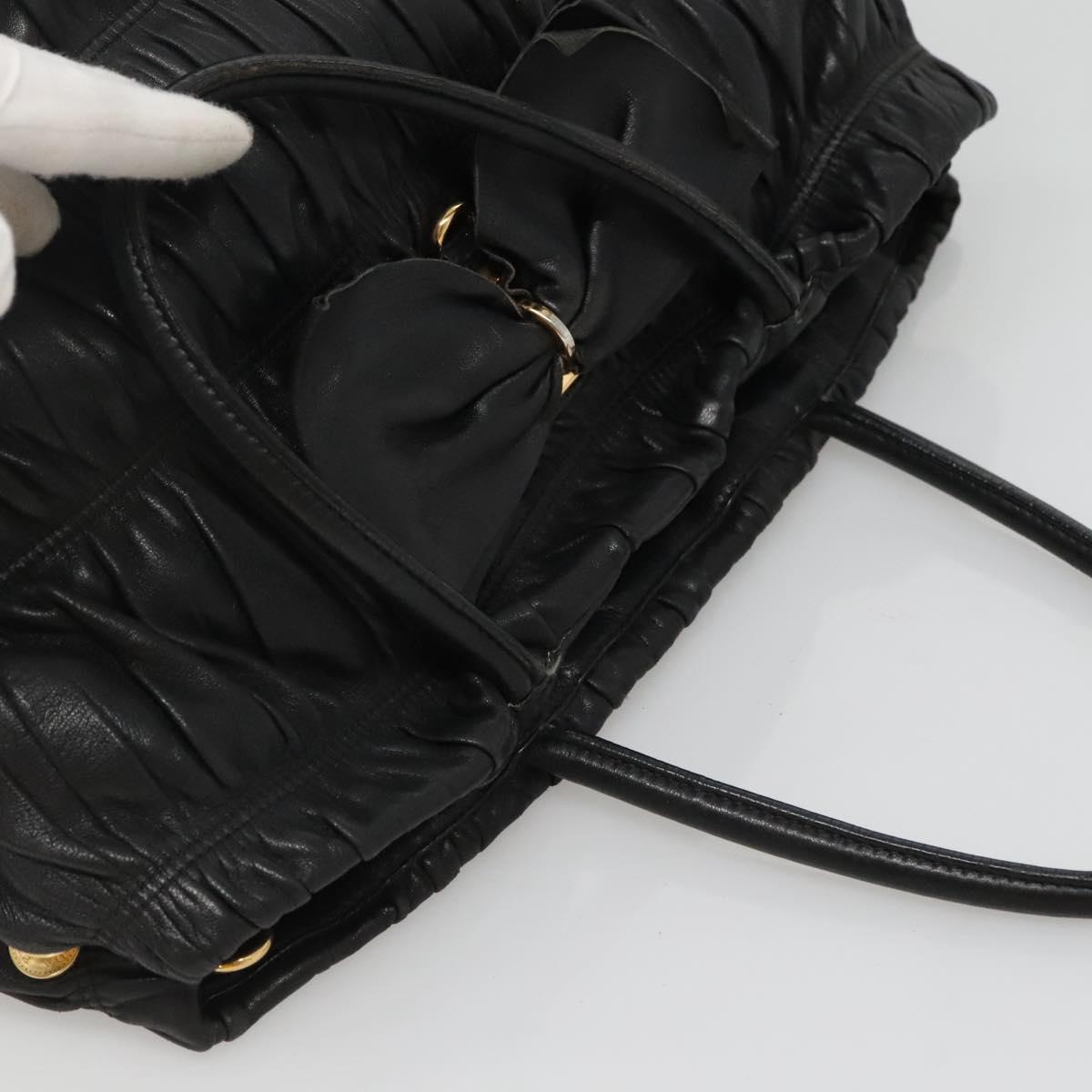 PRADA Hand Bag Leather 2way Black Auth hk2413