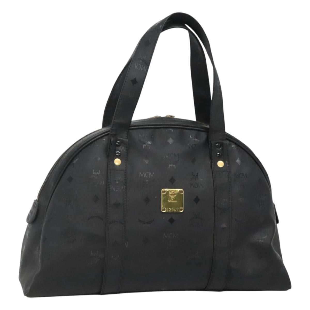 MCM Vicetos Logogram Shoulder Bag PVC Black Gold Auth hk2417