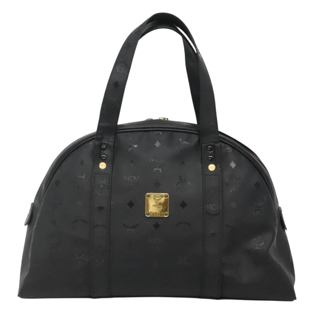 MCM Vicetos Logogram Shoulder Bag PVC Black Gold Auth hk2417