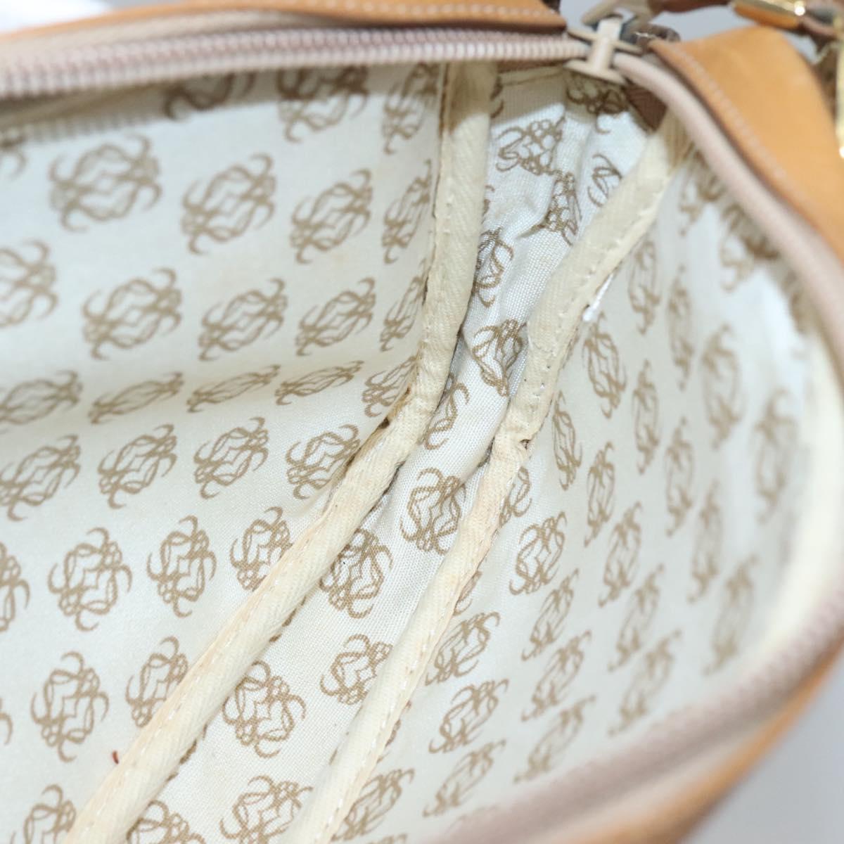 LOEWE Clutch Bag Leather Brown Gold Auth hk2425