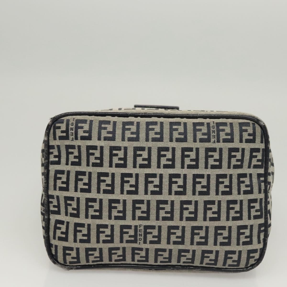 FENDI Zucchino Canvas Mamma Baguette Shoulder Bag Navy Silver Auth hk2452