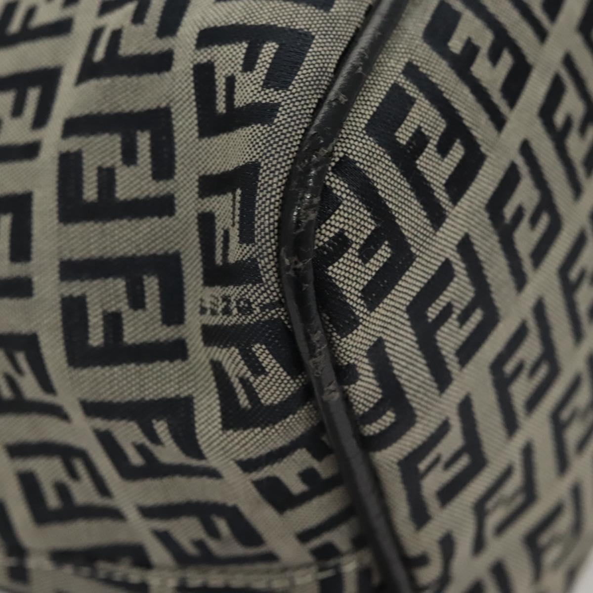 FENDI Zucchino Canvas Mamma Baguette Shoulder Bag Navy Silver Auth hk2452