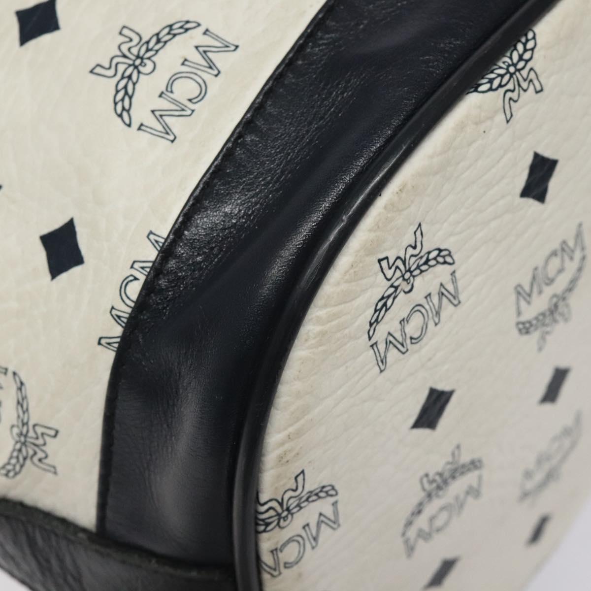 MCM Logogram Vicetos Shoulder Bag PVC Leather White Gold Auth hk2465