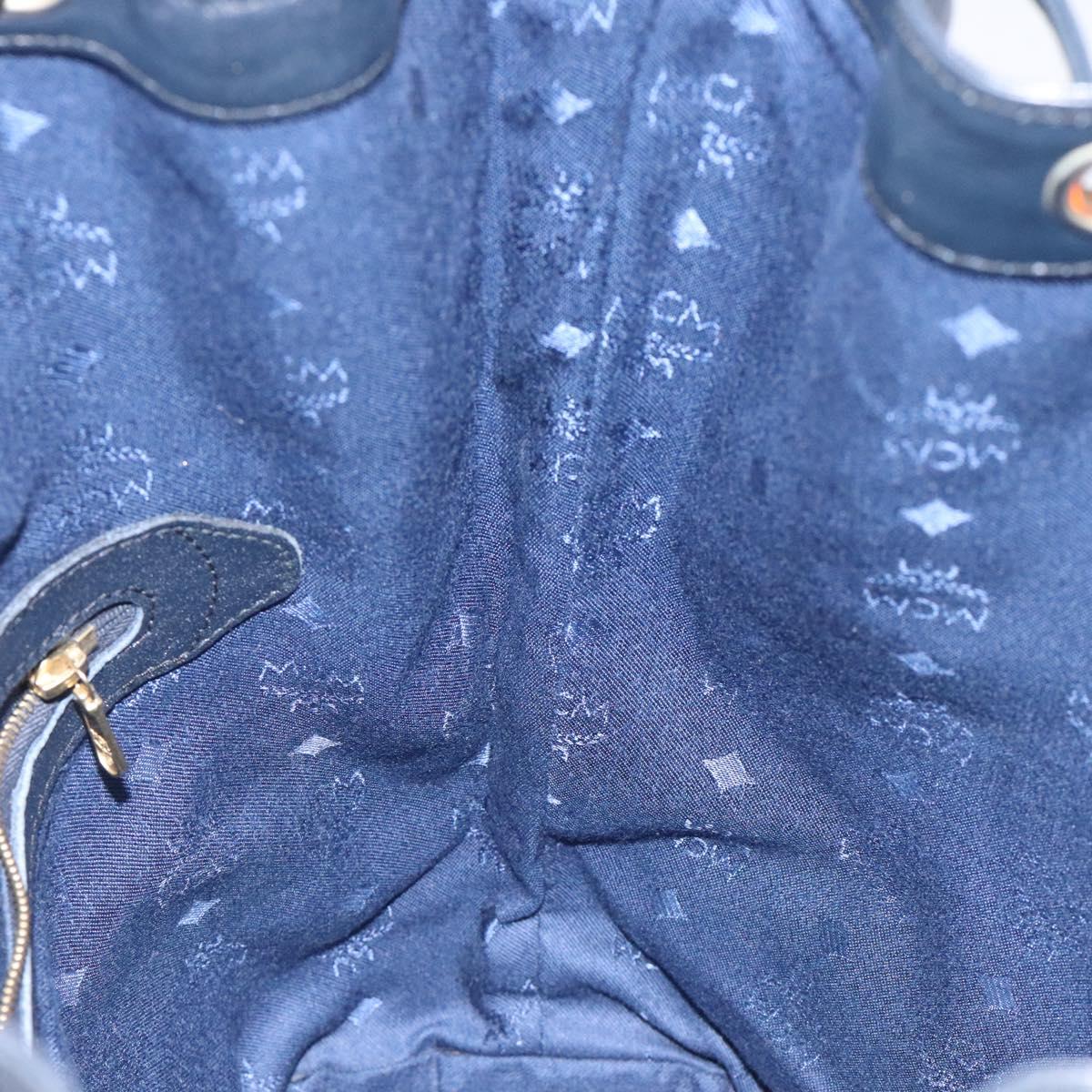 MCM Logogram Vicetos Shoulder Bag PVC Leather White Gold Auth hk2465