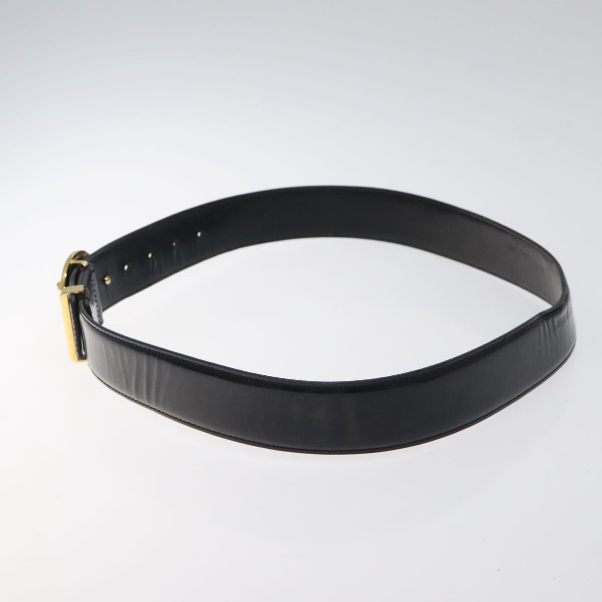 VERSACE Belt Enamel 40.9"" Black Auth hk2466
