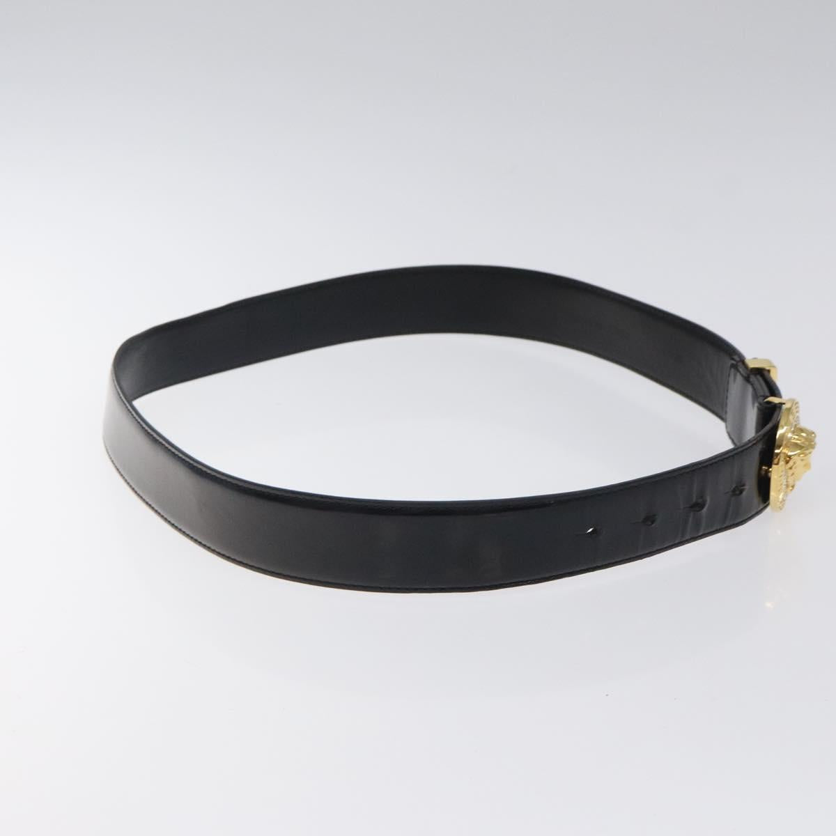 VERSACE Belt Enamel 40.9"" Black Auth hk2466