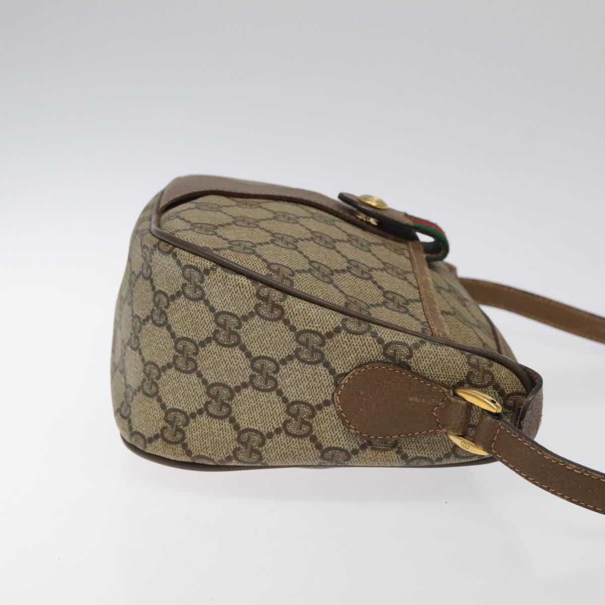 GUCCI GG Supreme Web Sherry Line Bag PVC Beige Gold 89 02 032 Auth hk2475