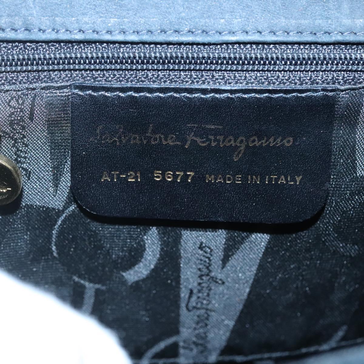 Salvatore Ferragamo Hand Bag Suede 2way Black Gold Auth hk2486