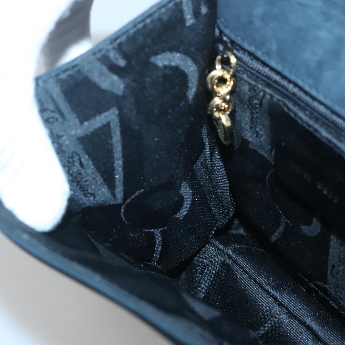 Salvatore Ferragamo Hand Bag Suede 2way Black Gold Auth hk2486