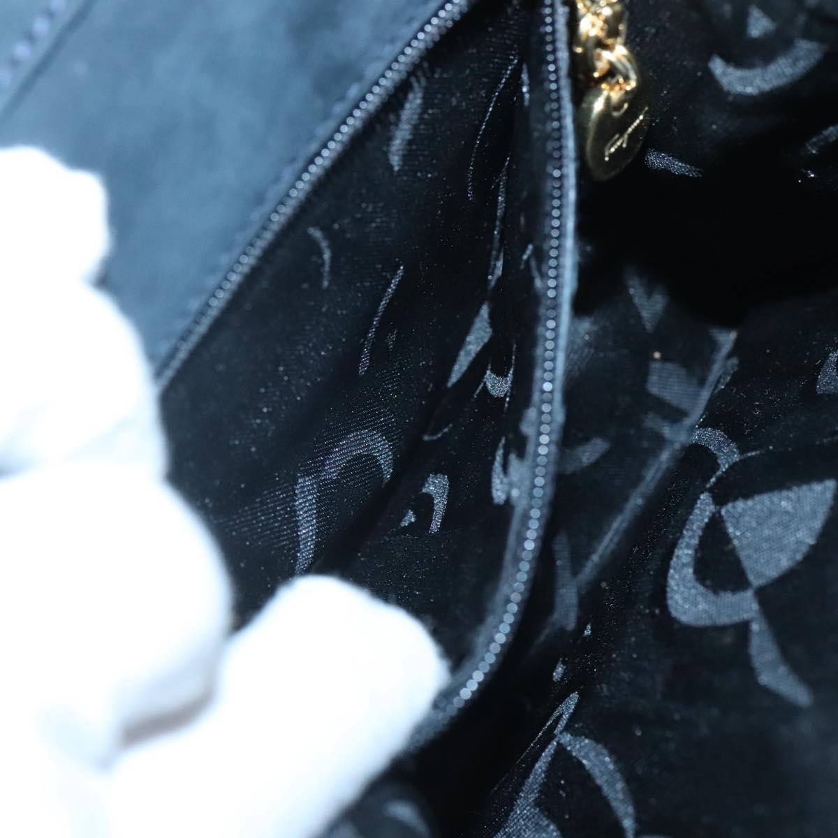 Salvatore Ferragamo Hand Bag Suede 2way Black Gold Auth hk2486