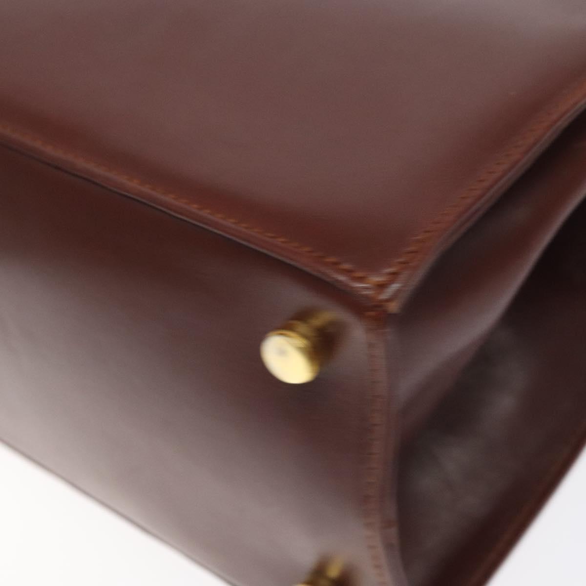 Salvatore Ferragamo Hand Bag Leather 2way Brown Gold Auth hk2487