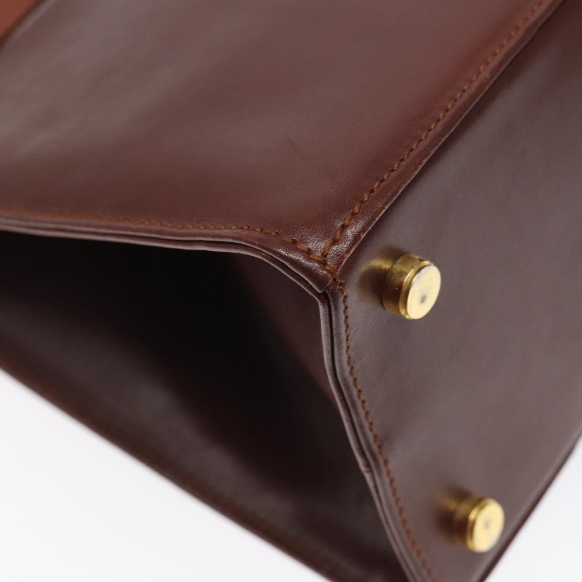 Salvatore Ferragamo Hand Bag Leather 2way Brown Gold Auth hk2487