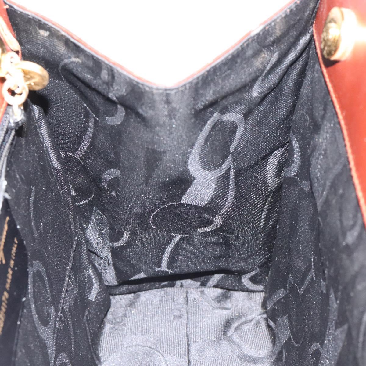 Salvatore Ferragamo Hand Bag Leather 2way Brown Gold Auth hk2487