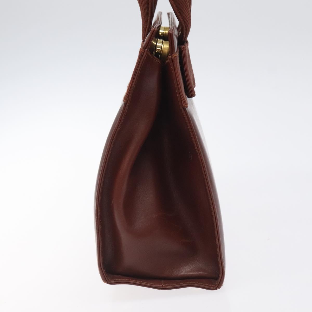 Salvatore Ferragamo Hand Bag Leather 2way Brown Gold Auth hk2487