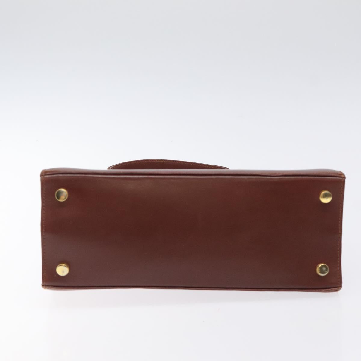 Salvatore Ferragamo Hand Bag Leather 2way Brown Gold Auth hk2487