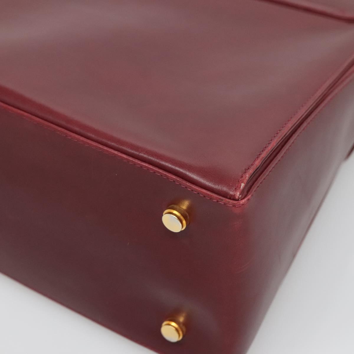 Salvatore Ferragamo Hand Bag Leather 2way Bordeaux Gold Auth hk2490