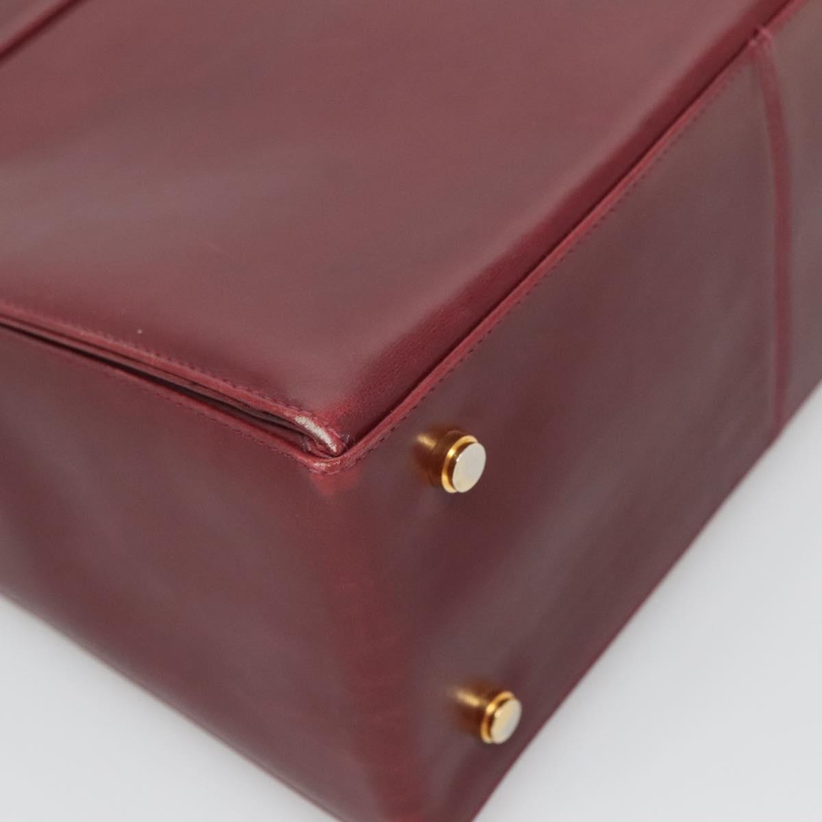 Salvatore Ferragamo Hand Bag Leather 2way Bordeaux Gold Auth hk2490