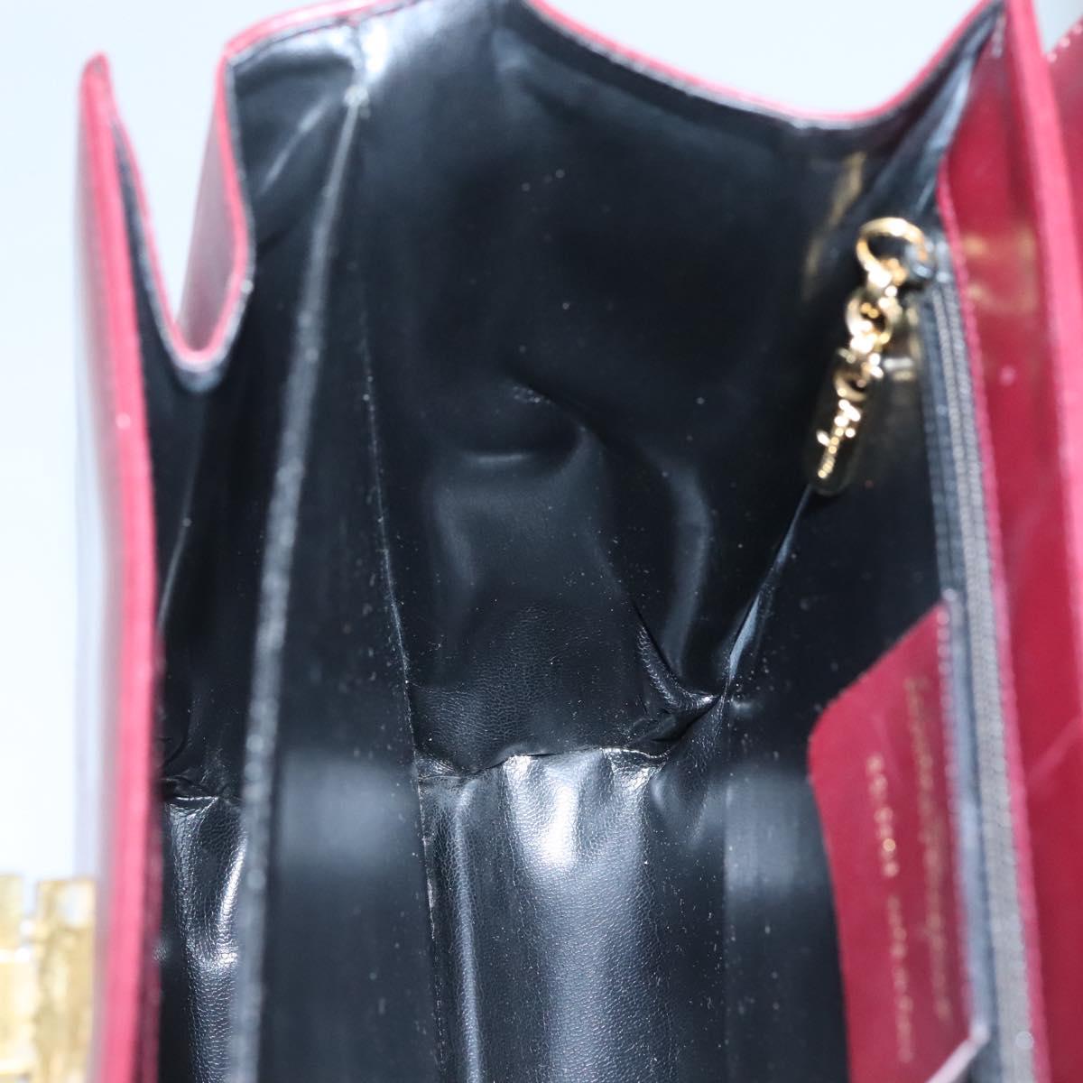 Salvatore Ferragamo Hand Bag Leather 2way Bordeaux Gold Auth hk2490
