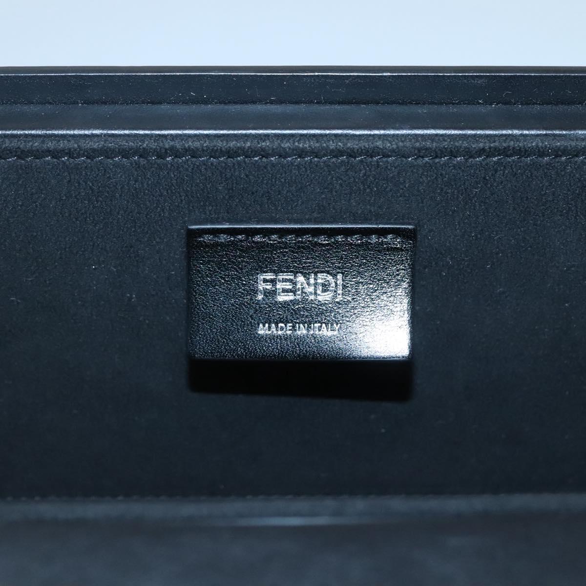 FENDI Box Shoulder Bag Leather Black Silver Auth hk2491