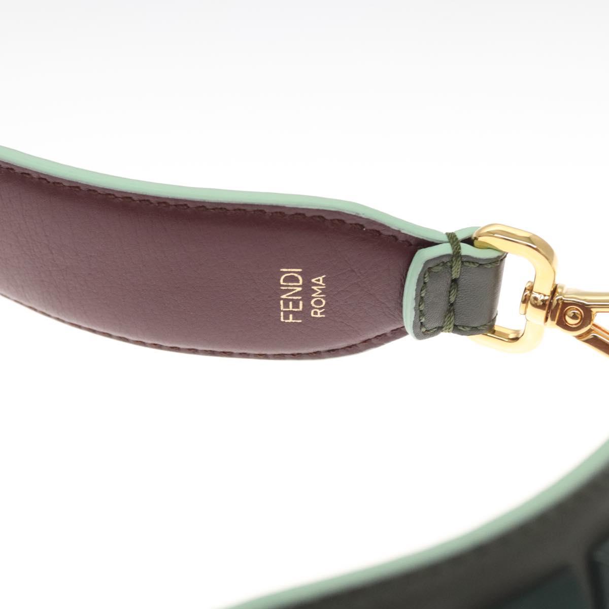 FENDI Strap You Shoulder Strap Leather Green Auth hk2492