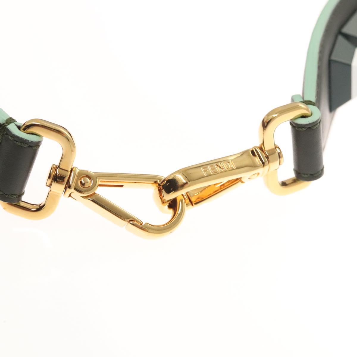 FENDI Strap You Shoulder Strap Leather Green Auth hk2492