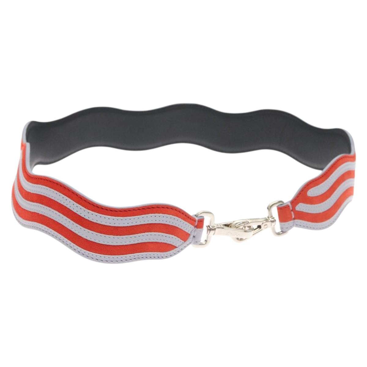 FENDI Strap You Shoulder Strap Leather Orange Auth hk2497