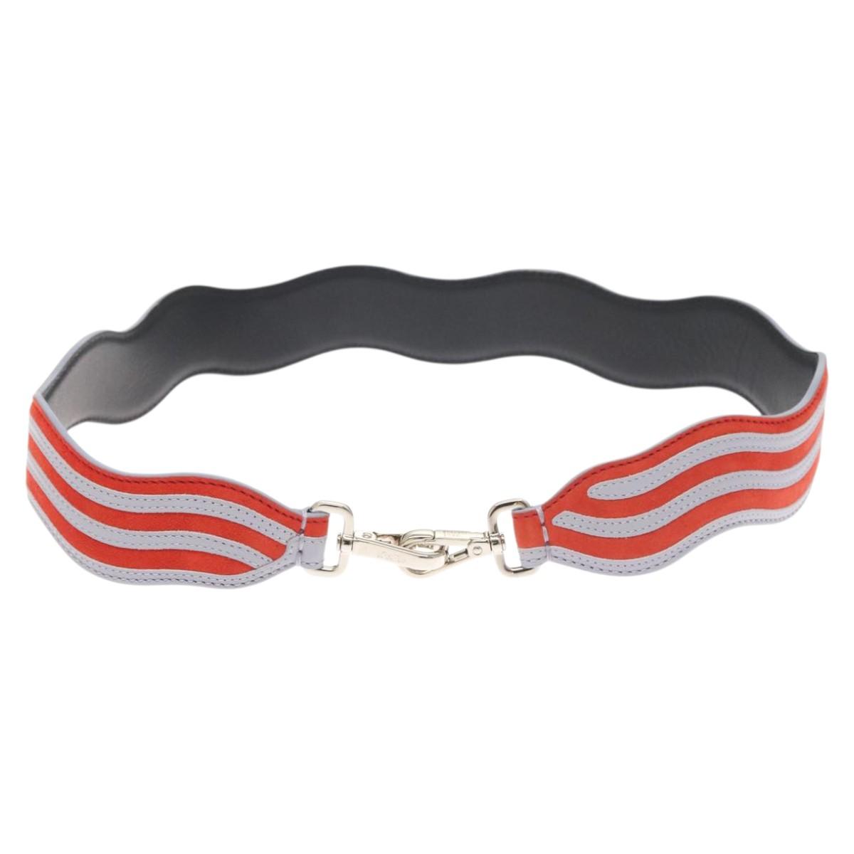 FENDI Strap You Shoulder Strap Leather Orange Auth hk2497
