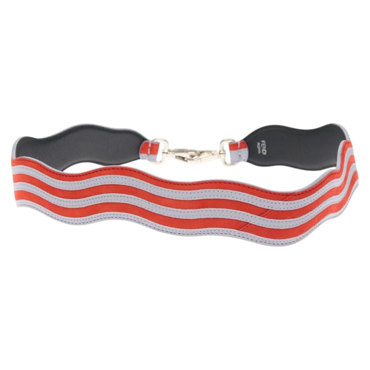 FENDI Strap You Shoulder Strap Leather Orange Auth hk2497
