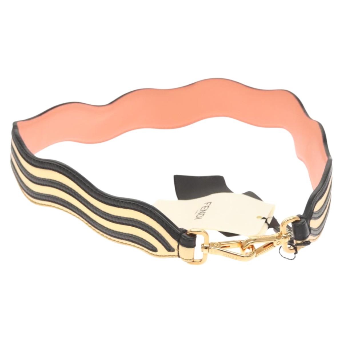 FENDI Strap You Shoulder Strap Leather Gold Auth hk2498