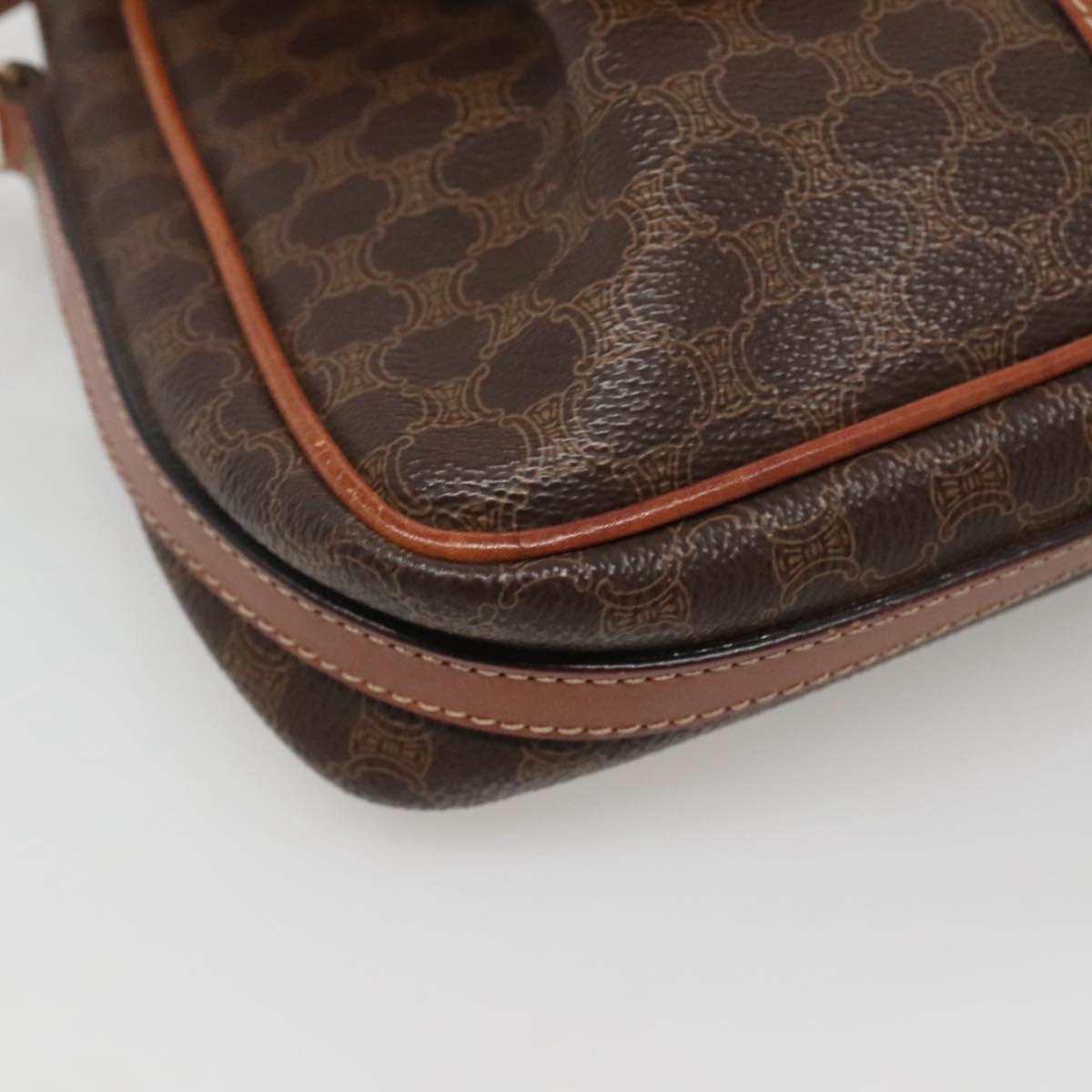 CELINE Macadam Canvas Shoulder Bag PVC Leather Brown Gold Auth hk2506