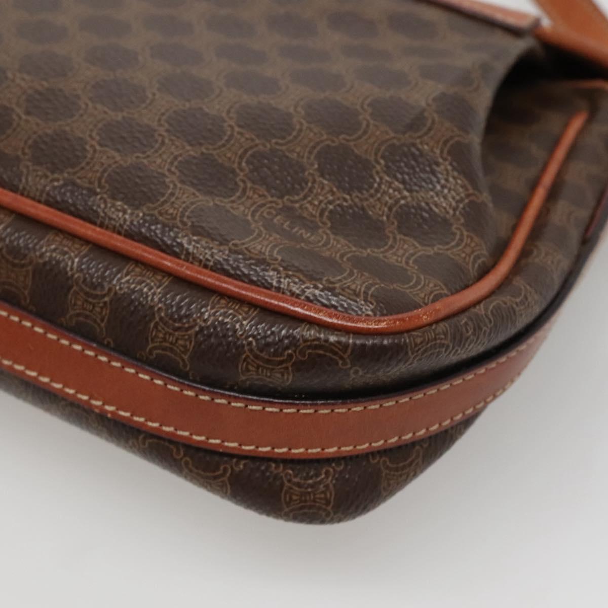 CELINE Macadam Canvas Shoulder Bag PVC Leather Brown Gold Auth hk2506