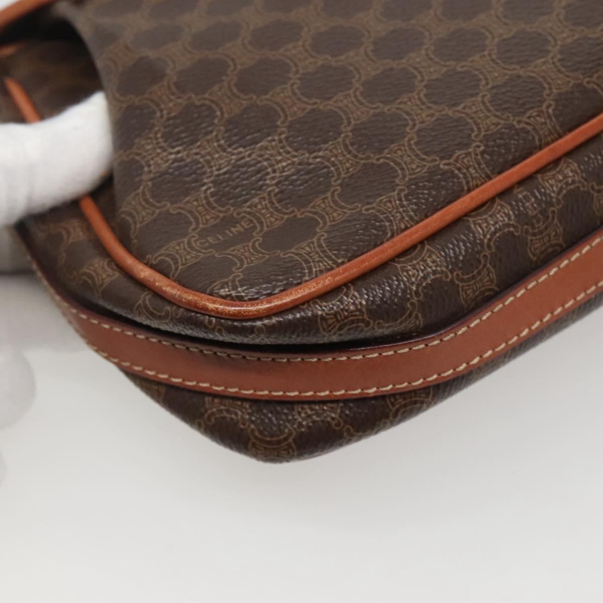 CELINE Macadam Canvas Shoulder Bag PVC Leather Brown Gold Auth hk2506