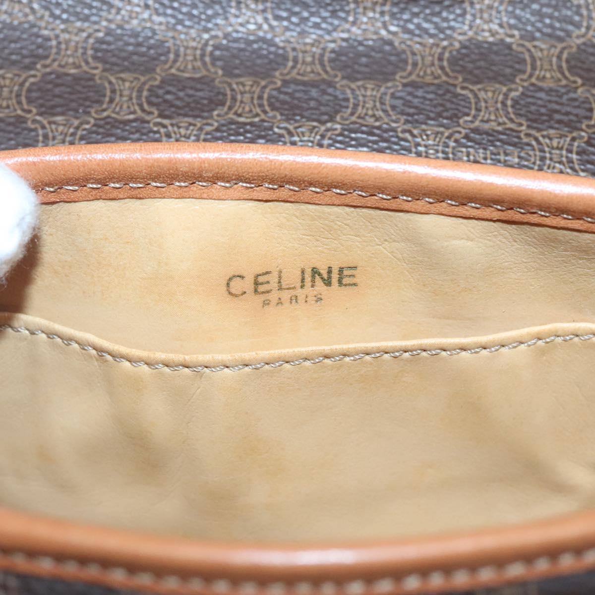 CELINE Macadam Canvas Shoulder Bag PVC Leather Brown Gold Auth hk2506
