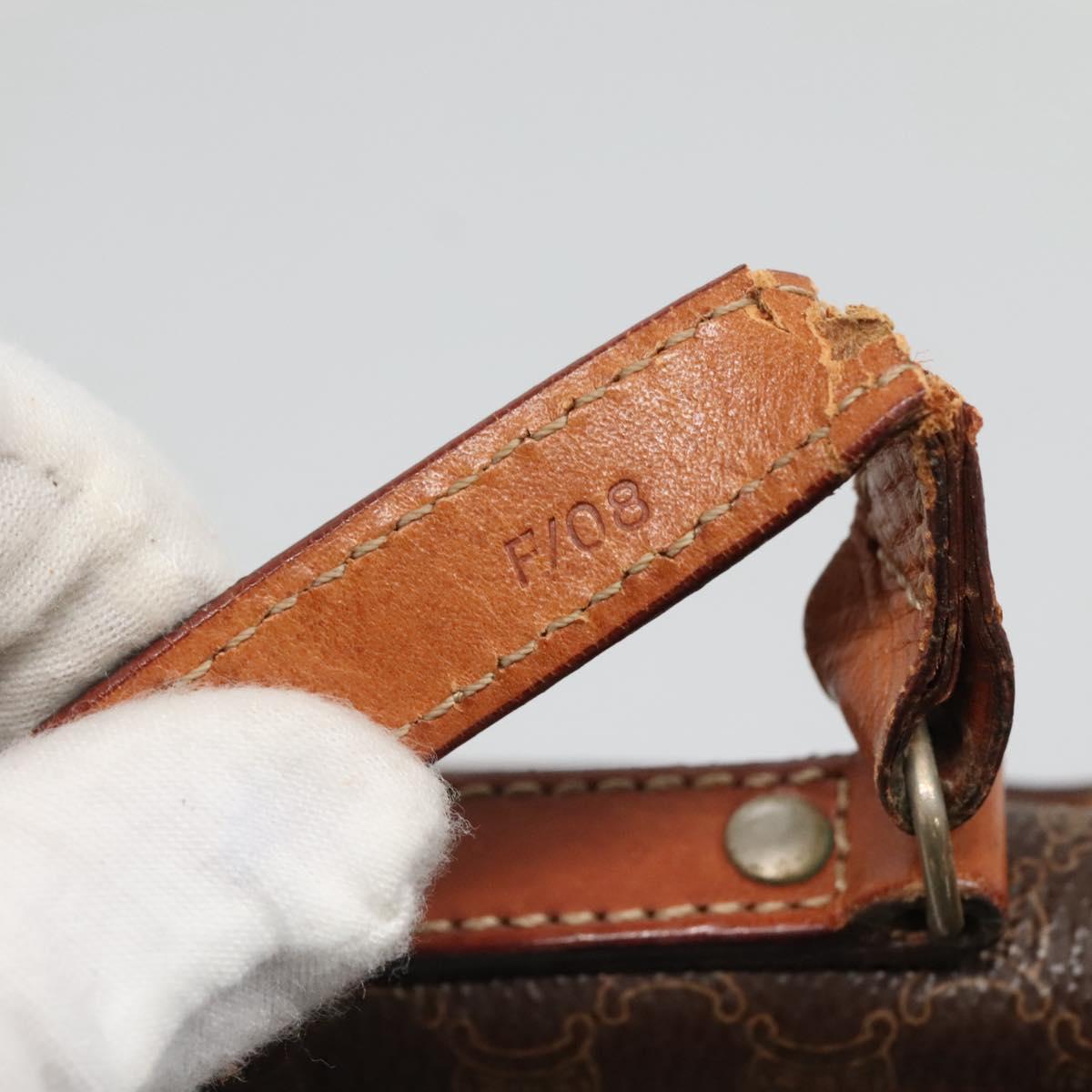 CELINE Macadam Canvas Shoulder Bag PVC Leather Brown Gold Auth hk2506