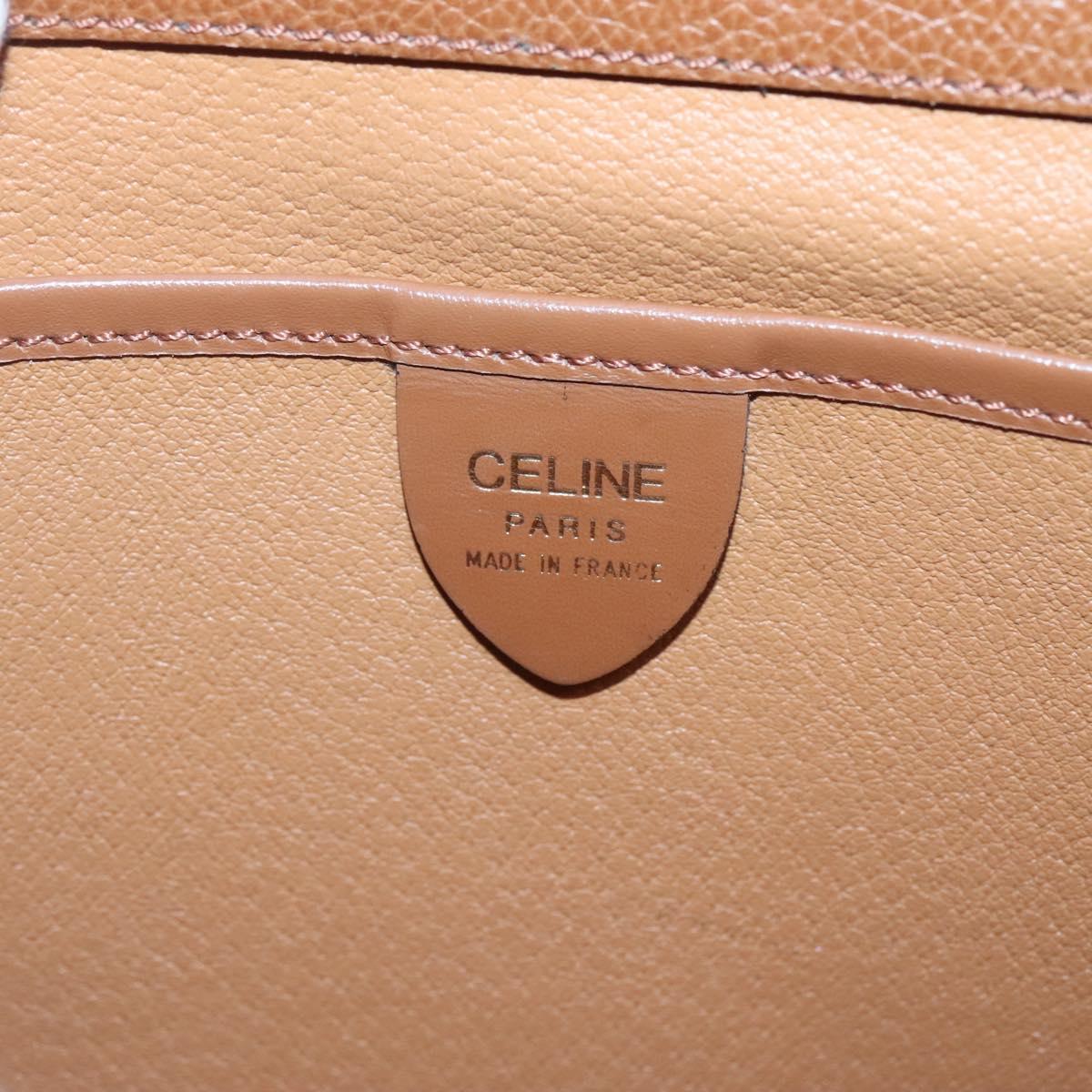 CELINE Hand Bag Leather 2way Brown Gold Auth hk2507