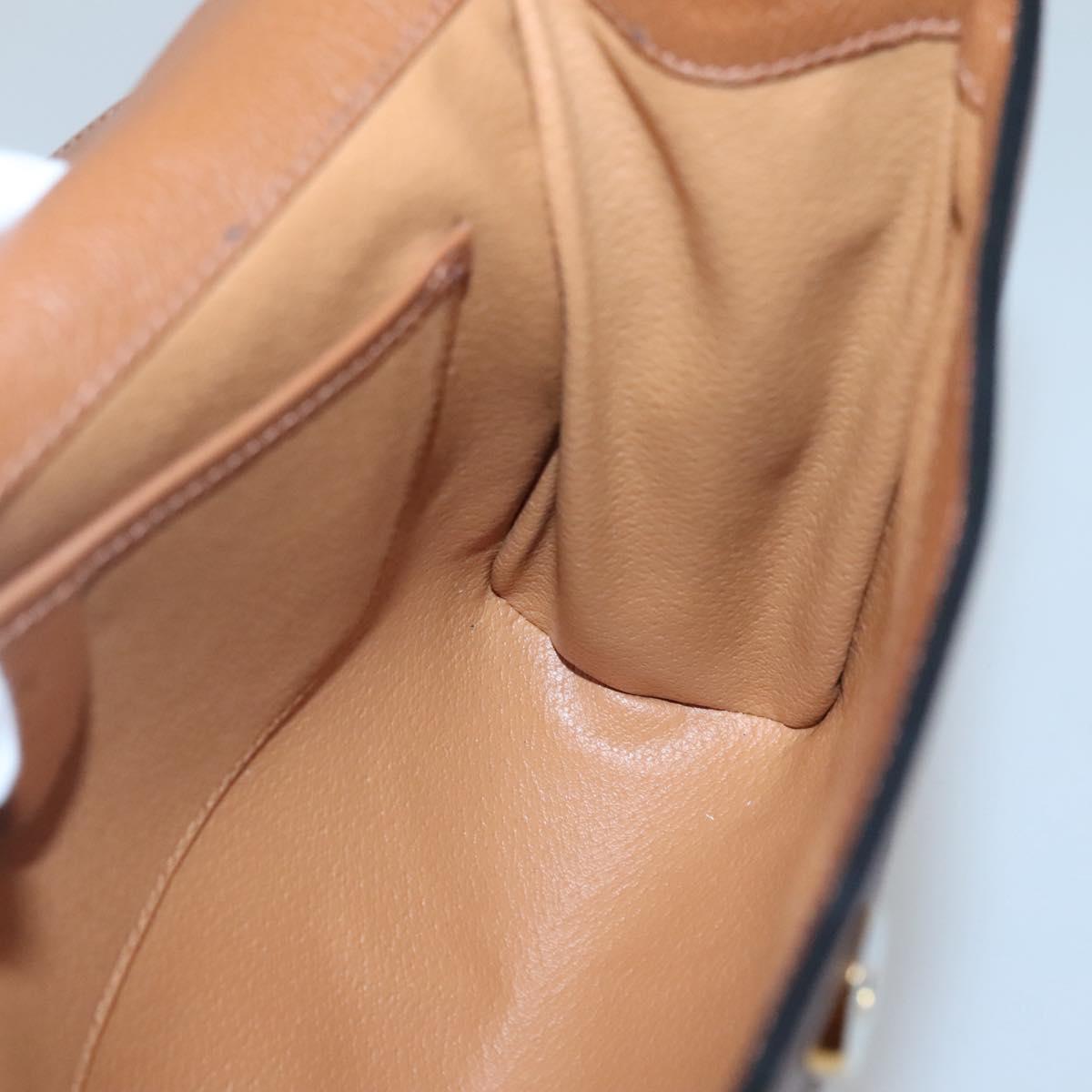 CELINE Hand Bag Leather 2way Brown Gold Auth hk2507