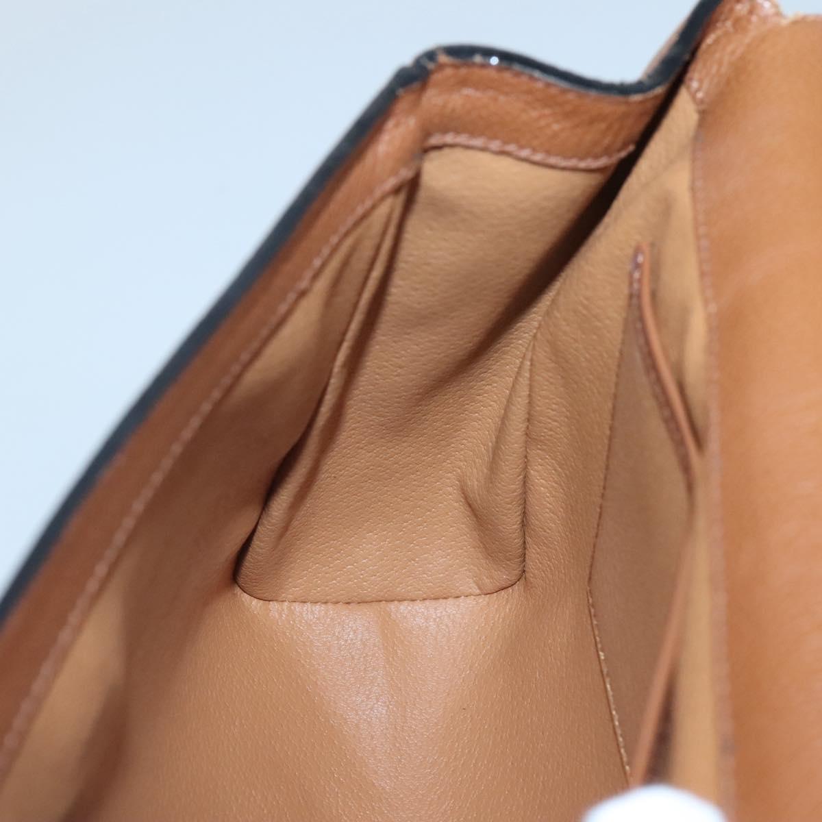 CELINE Hand Bag Leather 2way Brown Gold Auth hk2507