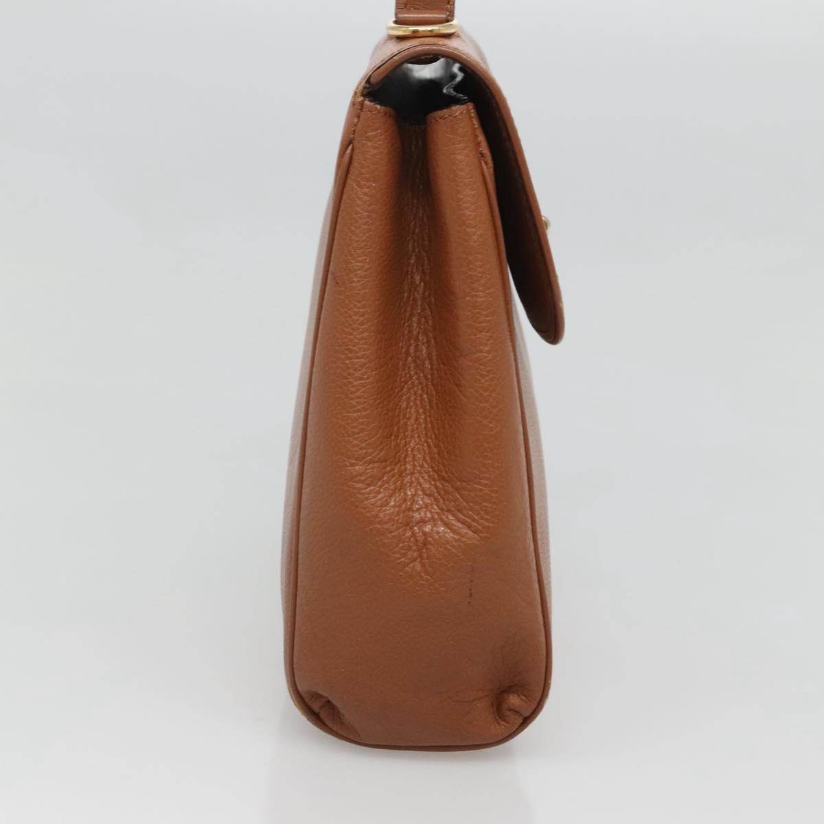 CELINE Hand Bag Leather 2way Brown Gold Auth hk2507