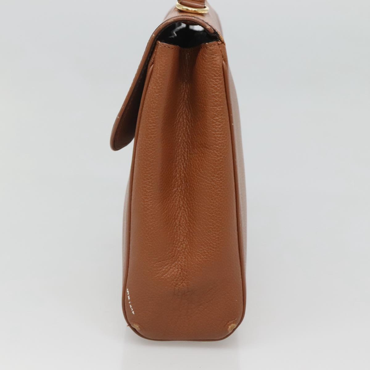 CELINE Hand Bag Leather 2way Brown Gold Auth hk2507